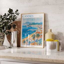 Cannes Travel Poster French Riviera Beach Art Print - thumbnail 2