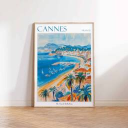 Cannes Travel Poster French Riviera Beach Art Print - thumbnail 3