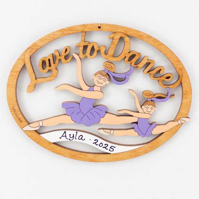 Personalized Love To Dance Christmas Ornament-Wood, Hand Painted, Laser Cut - image 1