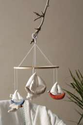 Marina Baby Mobile For Playroom, Baby Nursery Decor, Hanging Mobile, Shower & Kids Decor, Coast, Seagull, Sea, Boat, Neutral, Felt, Handmade - thumbnail 1