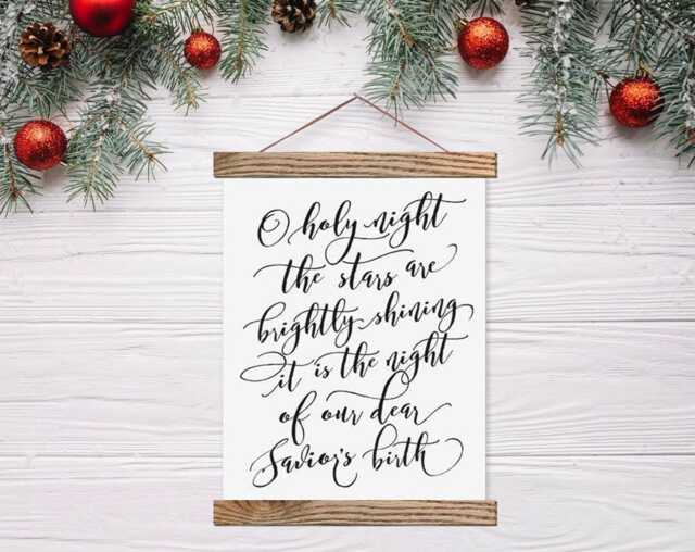 O Holy Night Canvas Hanging Farmhouse Sign - Christmas Decor - image 1
