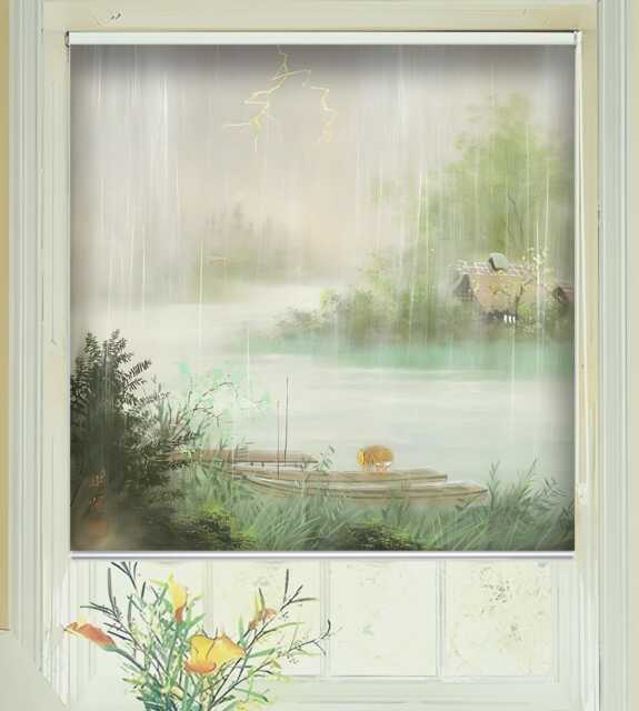 Rainy Morning Landscape Art By Koukei Kojima Custom Made Printed Window - Md36 Roller Blind, Regular Or Blackout Shade, Cord/Less - image 1