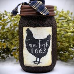 Farm Fresh Eggs Mason Jar Hand Soap Dispenser, Country Farmhouse Bathroom Or Kitchen, Primitive, Chicken Themed Home Decor - thumbnail 2