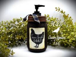 Farm Fresh Eggs Mason Jar Hand Soap Dispenser, Country Farmhouse Bathroom Or Kitchen, Primitive, Chicken Themed Home Decor - thumbnail 1
