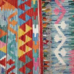 Multicolour Rug, Handmade Artisan Afghan Turkish Scandinavian Navajo Bohemian Flatweave Wool Kilim 144x100 cm - thumbnail 3