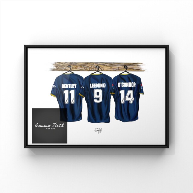 Custom Rhinos Rugby League Dressing Room Print Hand Illustrated Design - image 1
