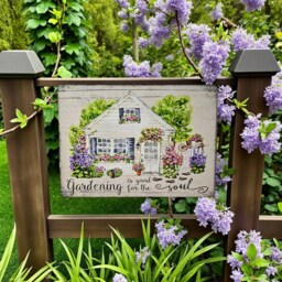 Rustic Garden Sign Weatherproof Metal Plaque Outdoor Wall Decor Patio Art - thumbnail 2