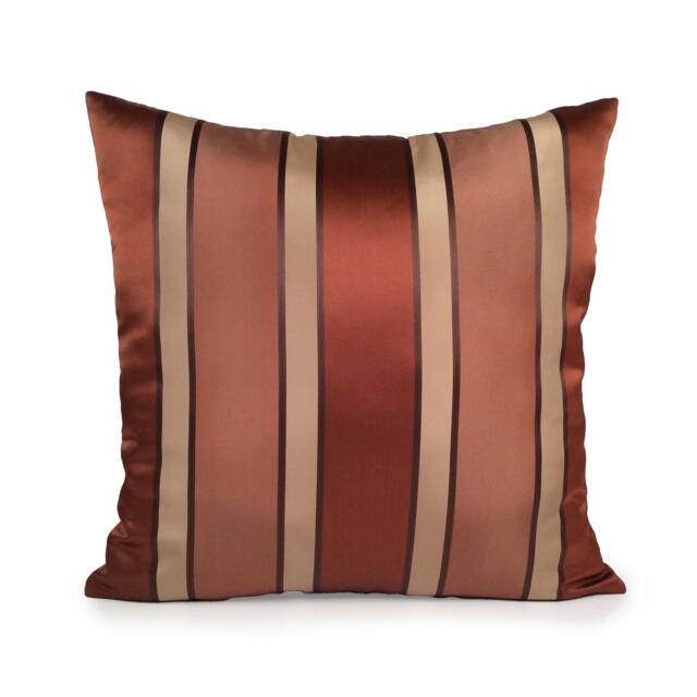 Cinnamon Copper & Tan Pillow, Throw Pillow Cover, Decorative Cushion Covers, Accent Silk Blend Blend, Striped Pillow - image 1