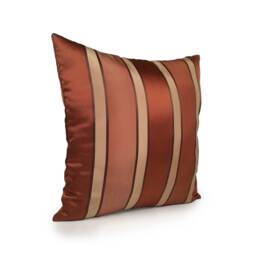 Cinnamon Copper & Tan Pillow, Throw Pillow Cover, Decorative Cushion Covers, Accent Silk Blend Blend, Striped Pillow - thumbnail 2