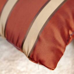 Cinnamon Copper & Tan Pillow, Throw Pillow Cover, Decorative Cushion Covers, Accent Silk Blend Blend, Striped Pillow - thumbnail 4