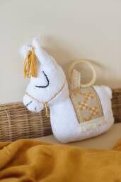 Llama Rattle Toy - Mustard Peruvian Nursery Decor