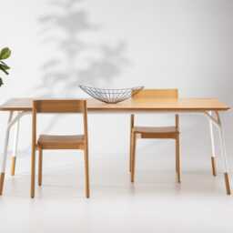 Dining Table in Oak Wood, White Steel Legs, Made Italy - thumbnail 2