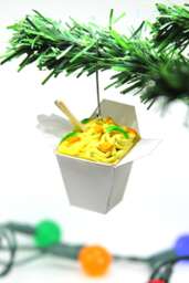 Lo Mein Takeout Box Ornament - Handmade Chinese Foodie Christmas Decor - thumbnail 1