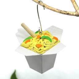 Lo Mein Takeout Box Ornament - Handmade Chinese Foodie Christmas Decor - thumbnail 3