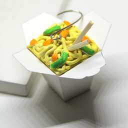 Lo Mein Takeout Box Ornament - Handmade Chinese Foodie Christmas Decor - thumbnail 2