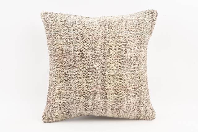 Vintage Turkish Kilim Pillow Cover Handwoven Wool, 18''x18'' - image 1