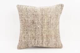 Vintage Turkish Kilim Pillow Cover Handwoven Wool, 18''x18'' - thumbnail 1