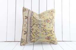 Handmade Turkish Kilim Pillow Cover Boho Sofa Cushion - 18''x18'' - thumbnail 1
