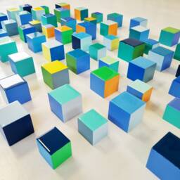 Hand-Painted Wooden Cubes, Floating 3D Geometric Wall Art, Epoxy Resin Blocks, Custom Quantity, Modern Home Office Decor - thumbnail 3