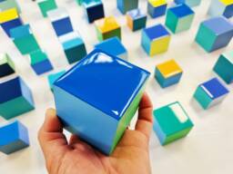 Hand-Painted Wooden Cubes, Floating 3D Geometric Wall Art, Epoxy Resin Blocks, Custom Quantity, Modern Home Office Decor