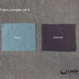 Aqua & Charcoal Linen Bedding Set Stone Washed Duvet Cover + 2 Pillowcases - thumbnail 4