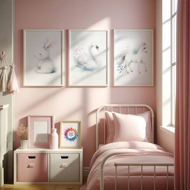 Girls Animal Nursery Prints - Set Of 3 Posters - Kids Bedroom Baby Girl Room Wall Art Kid Playroom Artwork Ballerina Gift - image 1
