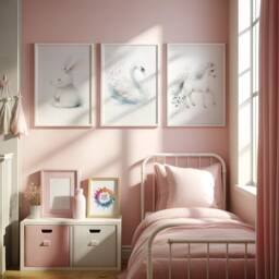 Girls Animal Nursery Prints - Set Of 3 Posters - Kids Bedroom Baby Girl Room Wall Art Kid Playroom Artwork Ballerina Gift - thumbnail 1
