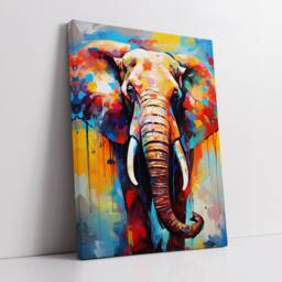 Elephant Animal Abstract Oil Painting Colourful Paint Splatter Style Wall Art Framed Canvas Poster Print, Home/Office Room Decor Gifts - thumbnail 2
