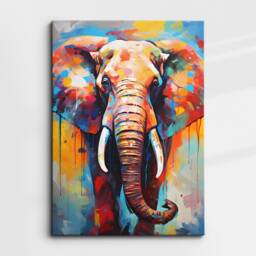 Elephant Animal Abstract Oil Painting Colourful Paint Splatter Style Wall Art Framed Canvas Poster Print, Home/Office Room Decor Gifts - thumbnail 3