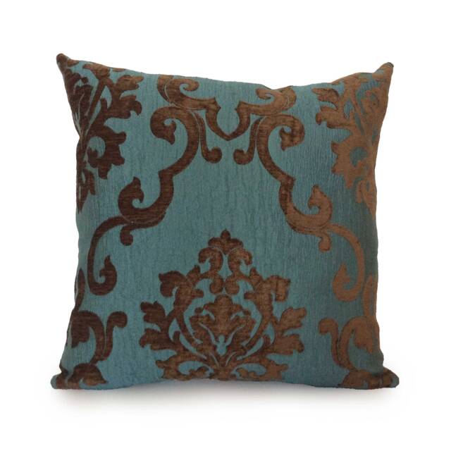 Chocolate Brown & Teal Pillow, Throw Pillow Cover, Decorative Cushion Pillowcase, Accent Velour Blend - image 1