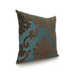 Chocolate Brown & Teal Pillow, Throw Pillow Cover, Decorative Cushion Pillowcase, Accent Velour Blend - thumbnail 2