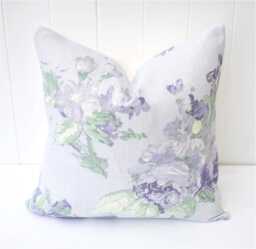 Laura Ashley Violetta Floral Cushion Handmade Purple Pillow With Zip Closure - thumbnail 1