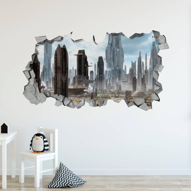 Sci-Fi, 3D Wallpaper, Wall Decals, Broken Wall Decal, Printed, Art, Printing, Sticker, Decal - Skucit3Dm - image 1