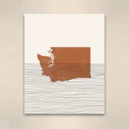 Washington Boho Decor - State Mid Century Wall Art, Minimalist Art & Abstract Print, Map Print - thumbnail 3