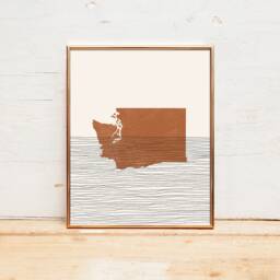 Washington Boho Decor - State Mid Century Wall Art, Minimalist Art & Abstract Print, Map Print - thumbnail 2