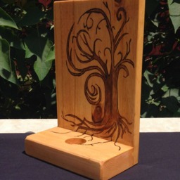 Tree Wall Sconce - Recycled Material Tea Light Stand Of Life Yggdrasil World Norse Art Candle Holder Votive - thumbnail 3