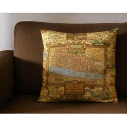 Thibaut London Map Cushion Cover, Beige Brown Designer Throw Pillow - thumbnail 3
