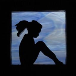stain Glass Night Light Little Girl Blue Silhouette Handmade in The Usa - thumbnail 3