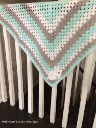 Granny Square Baby Blanket - Bunny Modern Shower Gift New Lovey Mint
