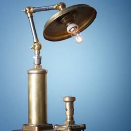 Handmade Industrial Brass Desk Lamp - Adjustable Steampunk Light 100% in Greece - thumbnail 4