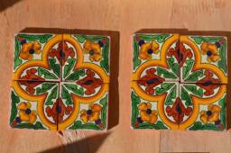 "8 Mexican Talavera Tiles/Hand Painted 2 ""x 2"