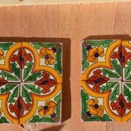 "8 Mexican Talavera Tiles/Hand Painted 2 ""x 2" - thumbnail 2