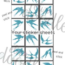 Watercolor Bird Wall Decals Blue Swallow Stickers, Nursery Decor - Set Of 18 - thumbnail 3