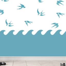 Watercolor Bird Wall Decals Blue Swallow Stickers, Nursery Decor - Set Of 18 - thumbnail 2