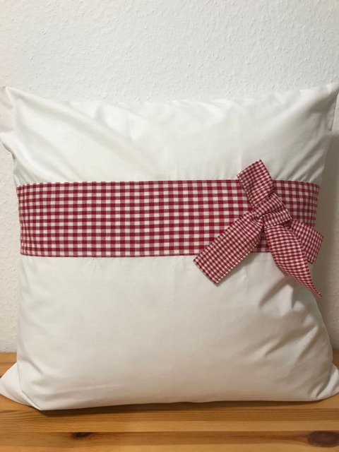 Country Style Cushion Cover Pillow Red/White 40x40cm - image 1