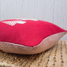 Organic Christmas Tree Throw Pillow Red Burlap Holiday Decor - 16x16In - thumbnail 3