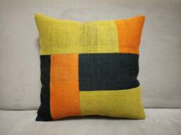 Patchwork Kilim Pillow 16 X16 Inches Anatolian Vintage Turkish Perde Cushion Wool Pillow Handmade