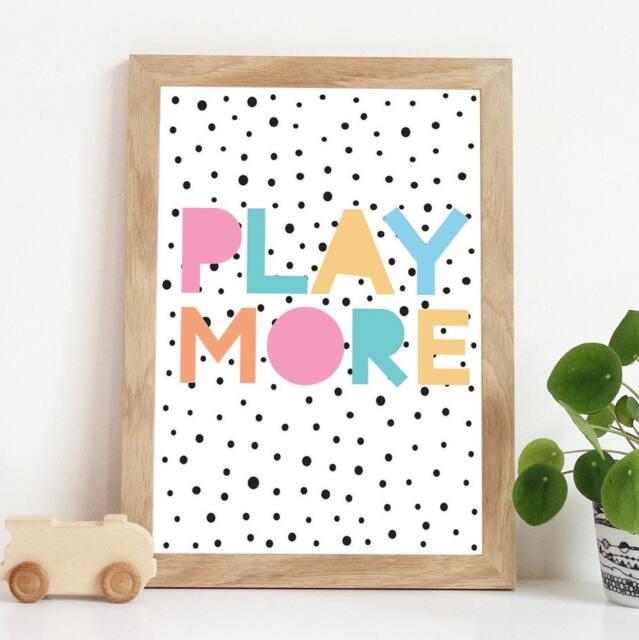 Play More Print, Girls Nursery Prints, Pastel Playroom Shades, Kids Wall Art, Decor, All Day - image 1