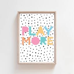 Play More Print, Girls Nursery Prints, Pastel Playroom Shades, Kids Wall Art, Decor, All Day - thumbnail 2