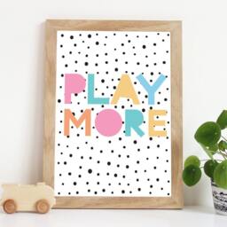 Play More Print, Girls Nursery Prints, Pastel Playroom Shades, Kids Wall Art, Decor, All Day - thumbnail 1